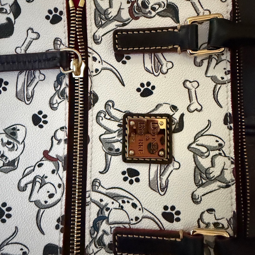 Dooney & Bourke Dog Print Satchel with Black and Red Accents - Picture 2 of 9